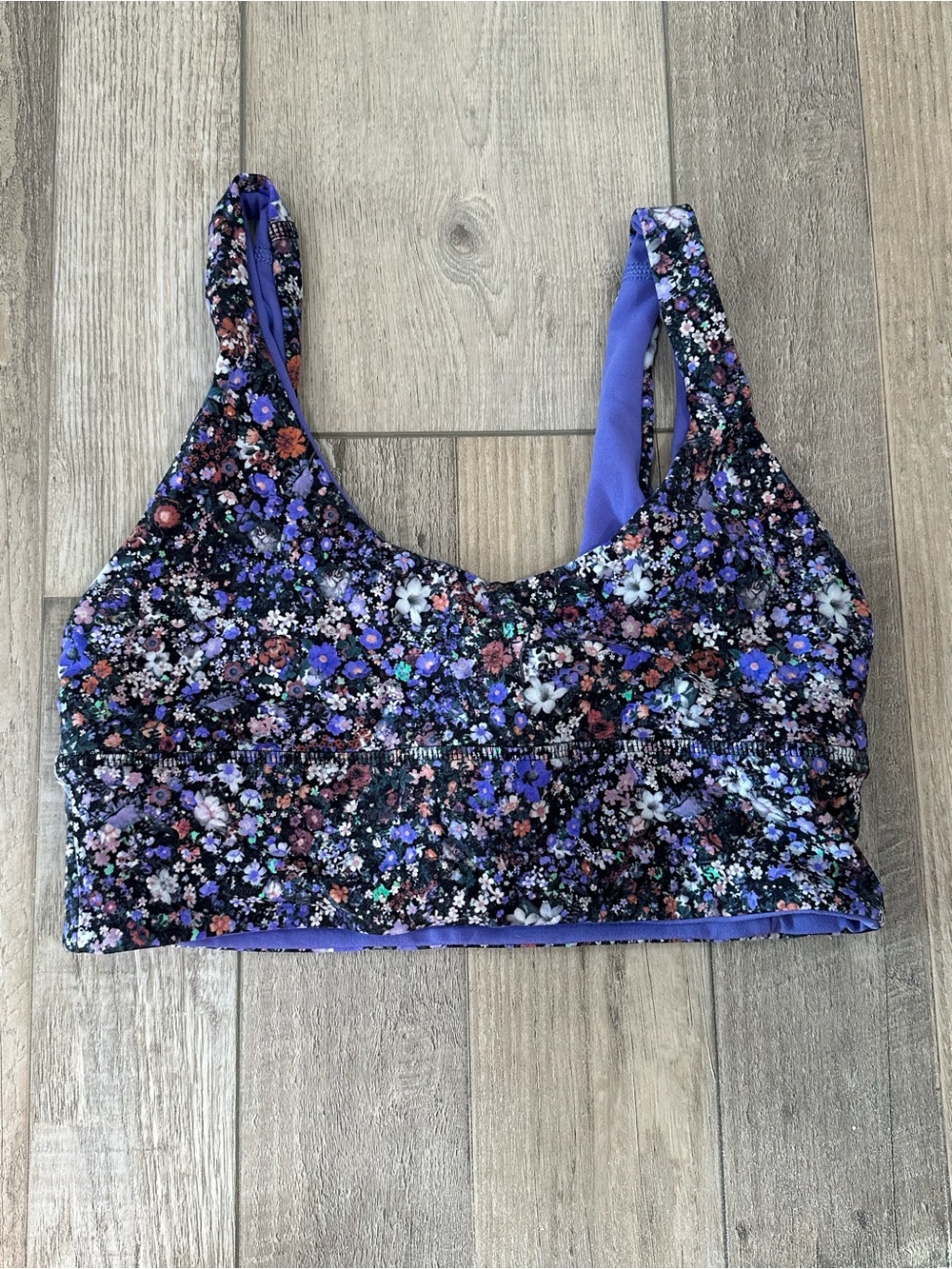 lululemon athletica Purple Floral Scoop Sports Bra